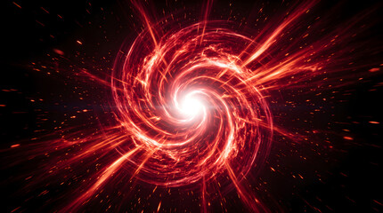 Fototapeta premium Swirling Red Plasma Vortex Portal in Deep Space