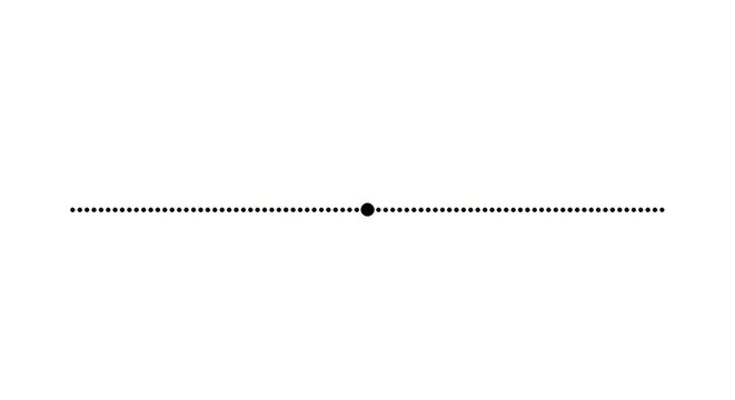 Minimalist black dotted horizontal line divider with a larger central point, graphic design element for web page layout and document separation on white background.