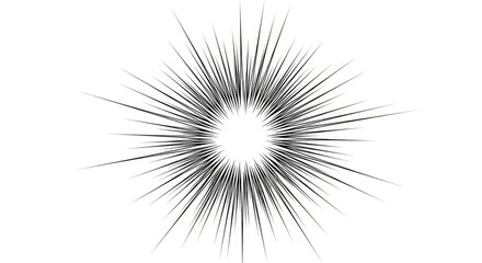 Obraz premium Black and White Manga Speed Lines Background, Radial Explosion Burst Effect for Comic and Anime Style Graphics