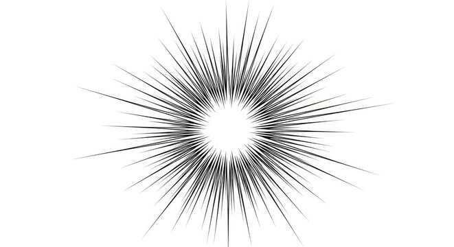 Black and White Manga Speed Lines Background, Radial Explosion Burst Effect for Comic and Anime Style Graphics