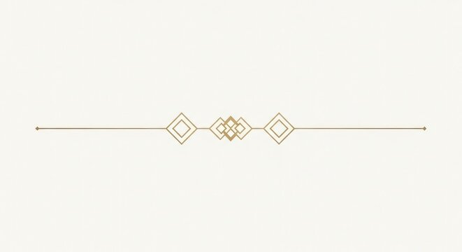 Elegant gold geometric divider line with diamond shapes on cream textured background