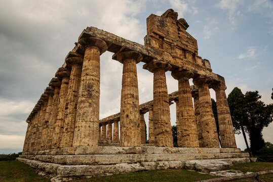 The archeological park of Paestum. The Temple of Athena.