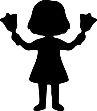 Child Silhouette Holding Up Duck Feet Props Joyfully