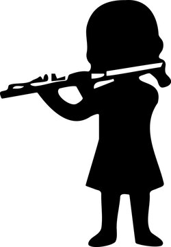 Silhouette of Child Playing Flute Music Instrument Outdoors