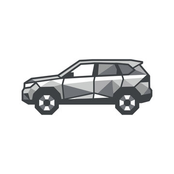 Geometric low poly SUV vehicle icon