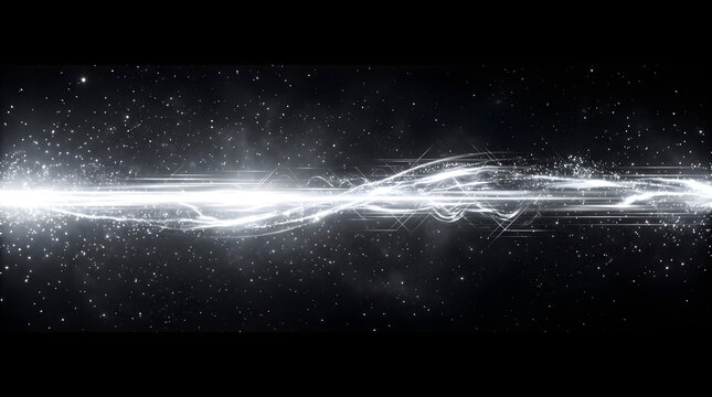 Abstract White Plasma Light Energy Stream with Sparkling Particles