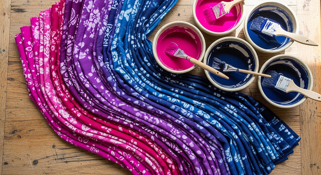 Vibrant Tie-Dye Fabric and Dyes: Artistic Textile Creation Process