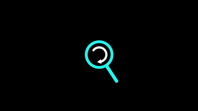 magnifier glass with refresh icon. refresh search sign animation.
