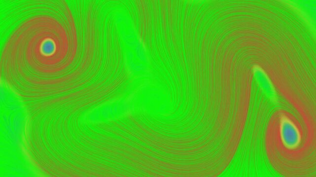 Chroma key green screen vector field wind simulation features colorful pressure vortexes and flowing stream lines for VFX motion background overlays