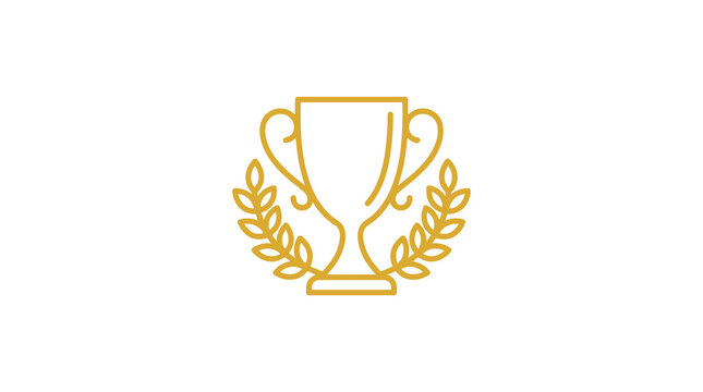 Gold line art trophy with laurel branches