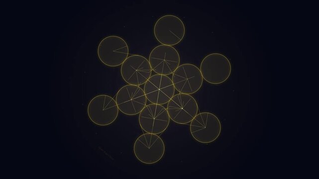 Golden Metatron Cube Sacred Geometry Motion Graphic on Dark Background