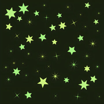 Shiny green and yellow star cluster on black space background