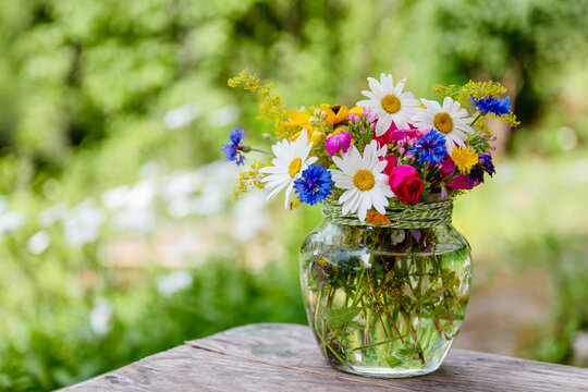 Beautiful bouquet with summer flowers 