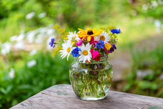 Beautiful bouquet with summer flowers 