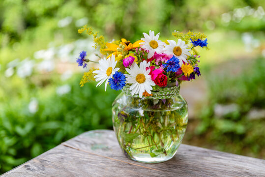 Beautiful bouquet with summer flowers 