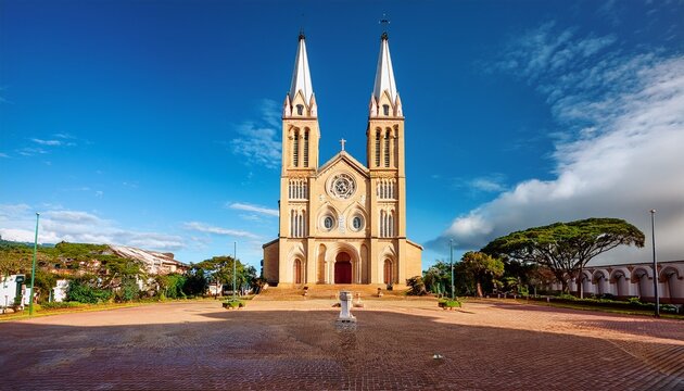vertical photo of the beautiful canela cathedral in rio grande do sul state brazil