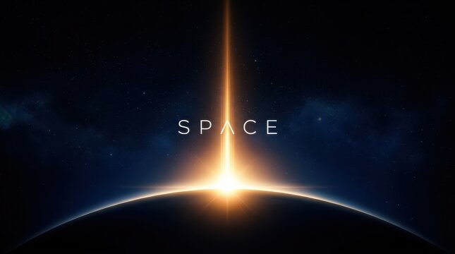 Sunrise over planet horizon vector illustration for space themes
