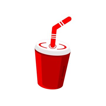 Fast-food companion cup, vector image or logo design, red and white colors.