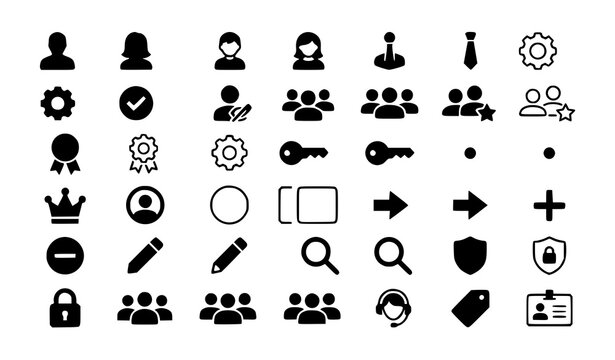User Profile Avatar Icon Set with Male Female Silhouette Solid and Outline Vector Collection