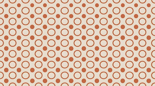 Retro geometric pattern with terracotta circles and dots on beige