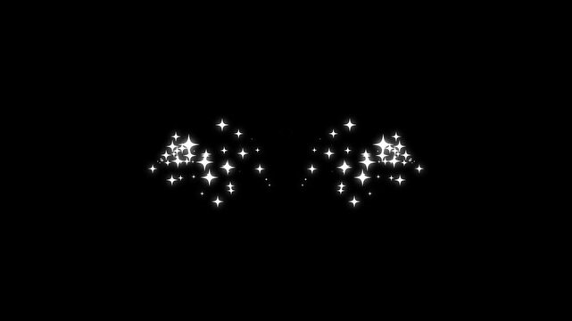 Glitter star dust explosion animation with white glowing particles, sparkling fairy trail, magical twinkle line effects, elegant seamless loop on black screen background. 4K
