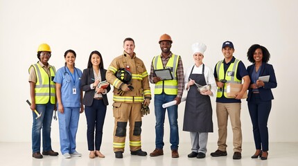 Obraz premium Diverse Group of Professionals Standing Together Isolated on White Background