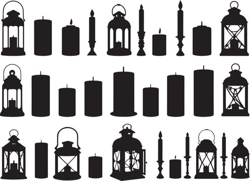 Black silhouettes of people in various poses and professions