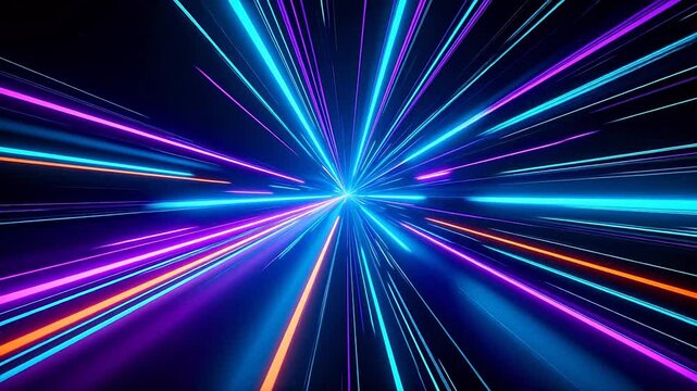 Blue and purple neon beams converging