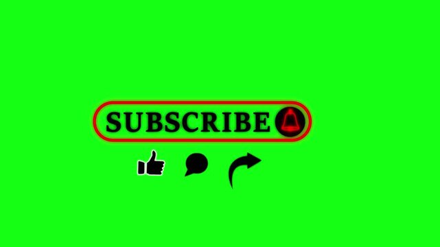 Like comment subscribe and share animated lower third icon button for YouTube channel on green background
