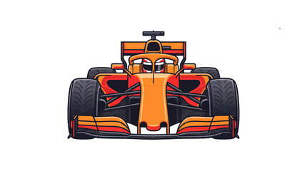 Naklejka premium Formula racing car speeding on track. High-performance open-wheel single-seater vehicle with aerodynamic design and vibrant livery.
