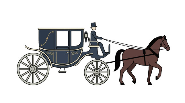 Vintage horse-drawn carriage with coachman in traditional attire
