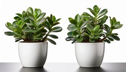 Fototapeta premium Jade Plant In White Pot On Transparent Background Ideal For Design Projects