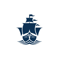 Sailing ship silhouette against white background a nautical emblem © HABIBULLA