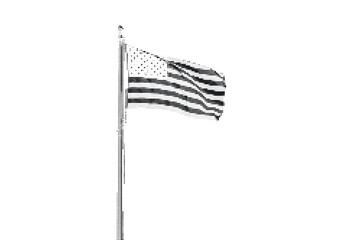 Fototapeta premium American flag waving on halftone flagpole with white background representing USA patriotism freedom and national pride conceptual element.