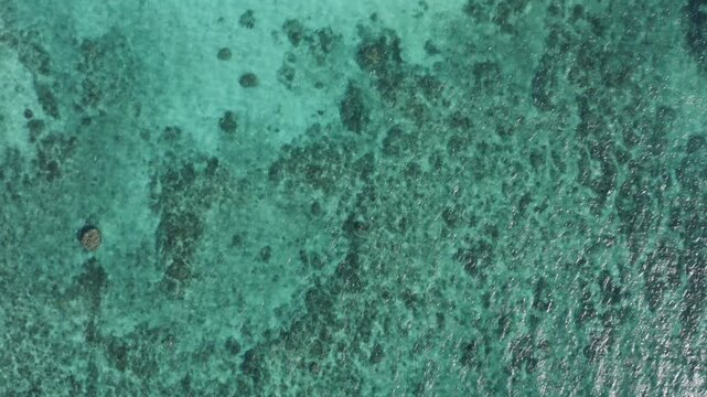 Aerial View of Clear Water Coral and Beach at Puka Shell Beach Boracay