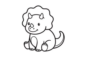Cute triceratops baby dinosaur outline vector illustration for kids coloring page. © ASHRAF