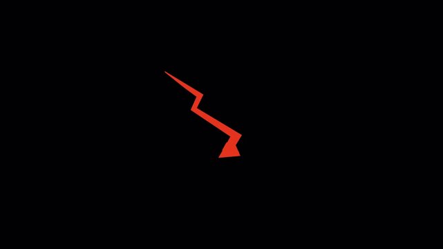 Animated Red Zigzag Arrow Pointing Downward - Transparent