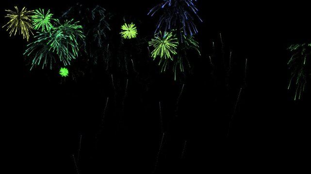 firework celebration new year explosion colorful night dark motion footage festive holiday event party glowing spark animation loop background