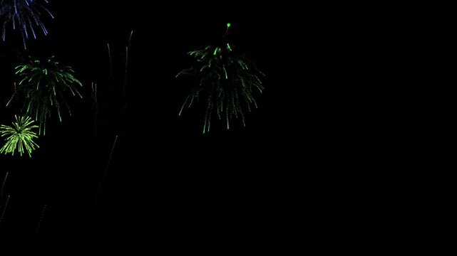 blue firework celebration new year explosion night dark motion footage festive holiday event party glowing isolated spark animation background