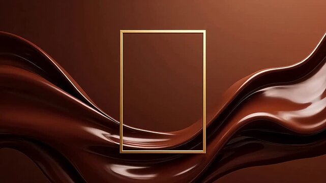 Golden frame in flowing chocolate