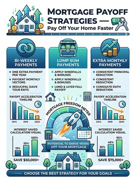 Mortgage payoff strategies infographic for faster home loan repayment