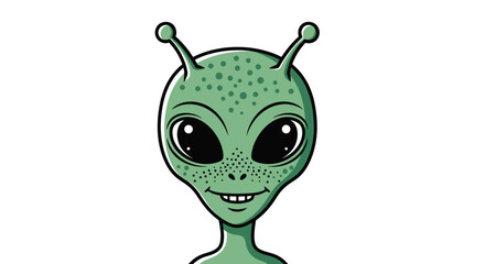Friendly green alien head cartoon character illustration.