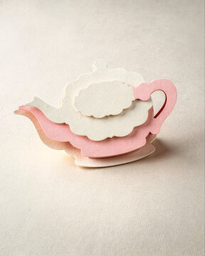Layered Paper Craft Teapot in Pink and Cream Tones