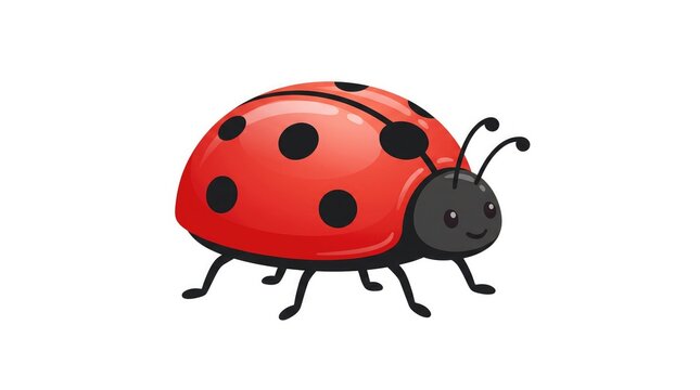 Cute cartoon ladybug illustration for children or nature themes. Bright, colorful insect design for educational or decorative use.