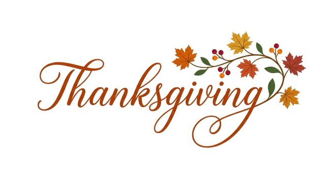 Festive thanksgiving canada typography with autumn leaves perfect for greetings cards and seasonal designs
