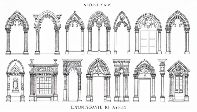 Gothic architectural facade with pointed arches and tracery windows.