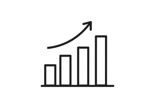 Business growth line icon. Bar chart with upward arrow, financial progress concept vector illustration isolated on white background