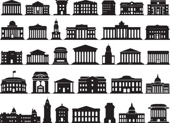 Fototapeta premium Black and white of diverse house silhouettes rooftops