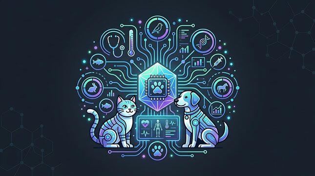 Veterinary technology and artificial intelligence concept for pet health