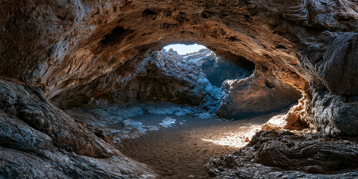 Natural Rock Arch with Sand Floor and Sky View
